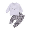 0-24M Newborn Baby Girls Boys Clothes Sets Cartoon Print Long Sleeve Pullover Tops Leopard Trousers Pants