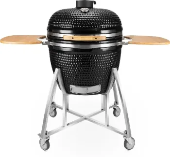 26-Inch Black Ceramic Stainless Steel Smoker Egg Shape BBQ Portable Charcoal Kamado Barbecue Grill