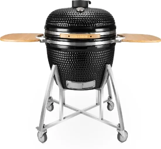 26-Inch Black Ceramic Stainless Steel Smoker Egg Shape BBQ Portable Charcoal Kamado Barbecue Grill
