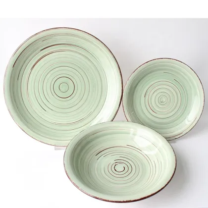 Living Art 12PCS Handmade Stoneware Dinnerware Sets