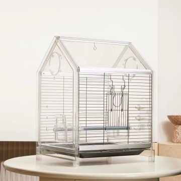 2024 New Large Space Transparent Parrot Cage with Wheels