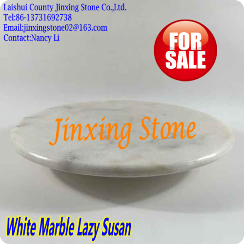 White Marble Rotating Cheese Serving Turn Table Tray Plate Lazy Susan Dia.15"