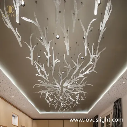 White antler light luxury chandelier hotel restaurant personalized project chandelier custom antler hotel chandelier
