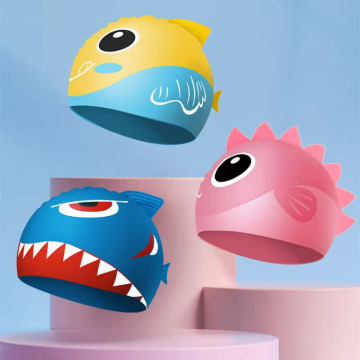 Cute Cartoon Dinosaur Kids Swimming Caps: Soft Silicone, High Elasticity, Waterproof
