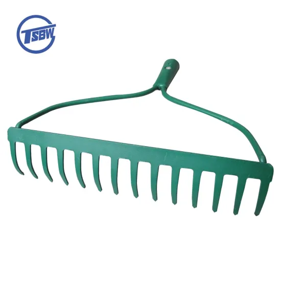 14T Long Wooden Handle Garden Lawn Digging Leaf Hook Hand Rake