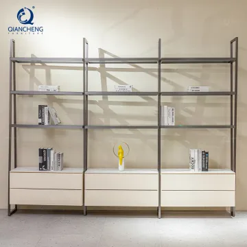 QIANCHENG Italian Modern Stainless Steel Bookshelf Tall Book Cabinet