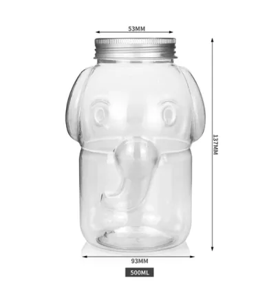 500ml PET Transparent Elephant Milk Tea Bottle with Screw Cap