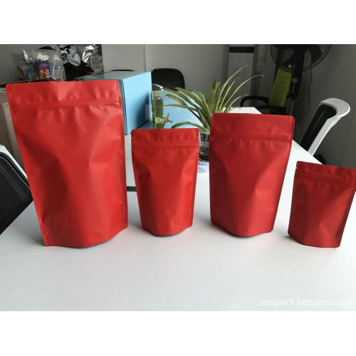 Matte Red Stand Up Ziplock Pouche toute taille