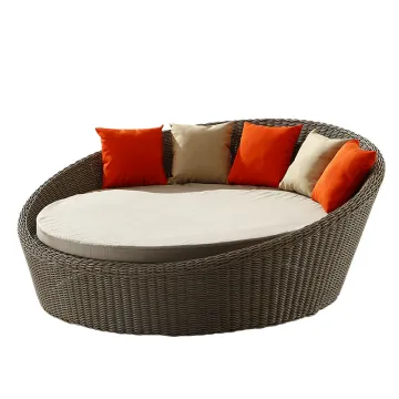Luxury Outdoor Round Rattan Beach Sun Lounger Sofa Bed