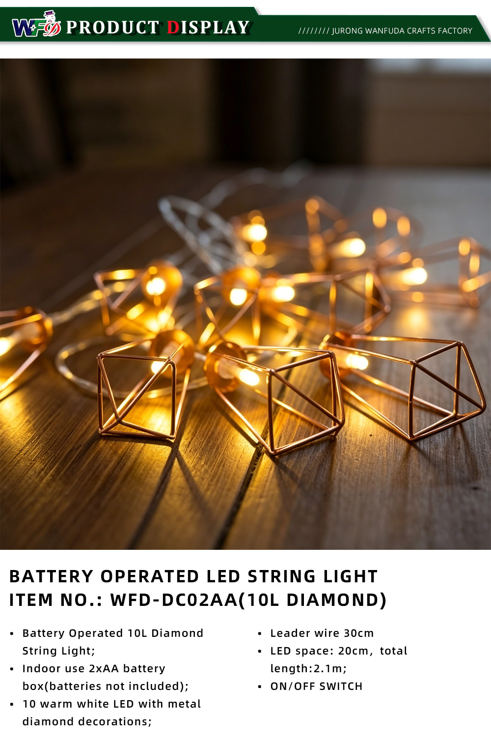 BATTERY OPERATED LED STRING LIGHT WFD-DC02AA-X
