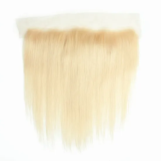 Single Donor Cuticle Aligned Raw Hair Virgin Human Blonde Hair Bundles With Frontal 13*4 Lace Frontal 613 Straight