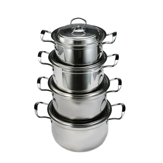 8PCS Wholesales Chinese Popular Nonstick Commercial Restaurant Stainless Steel Kitchen Stock Pot