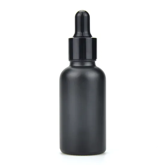 high quality 15ml 30ml empty esstential oil matte black glass dropper bottle