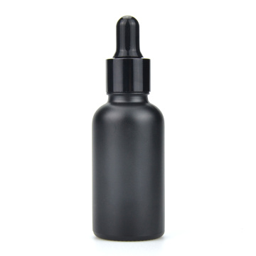 high quality 15ml 30ml empty esstential oil matte black glass dropper bottle