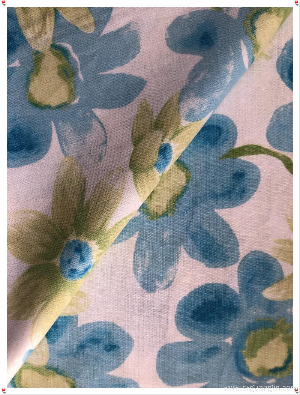 linen cottton mix print fabric for garments