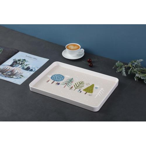 plateau de service rectangulaire en plastique avec impression