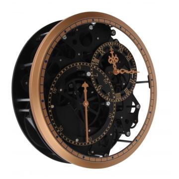 Horloge murale à engrenages ronds avec accessoires noirs