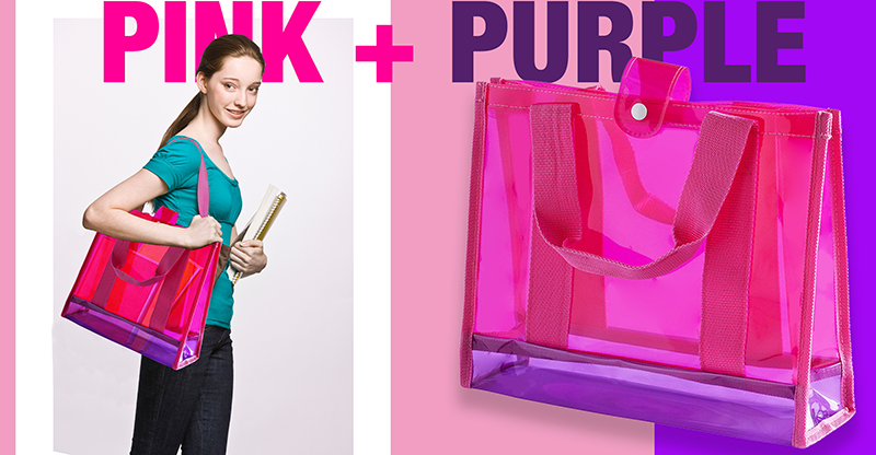 Fashion NEON Color Matching PVC Hand Bag pink