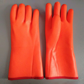 Safety Orange PVC Guantes recubiertos Impermeable 28 cm