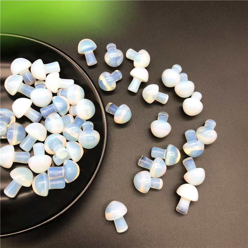 1/2Pcs Lovely Opal Mushroom Shaped Polished Stone Decor Healing Gift Decorative Stones and Minerals