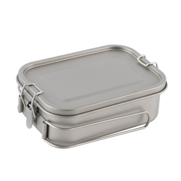 Portable Titanium Lunch Box with Cutlery for Camping and Students