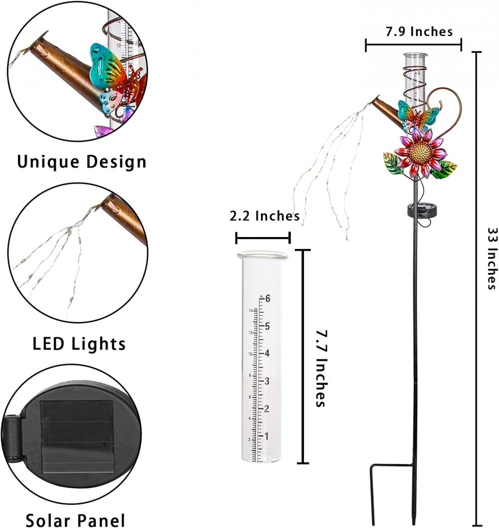 Solar -Schmetterlingsregenregenmessgeräte mit Glasröhrchen