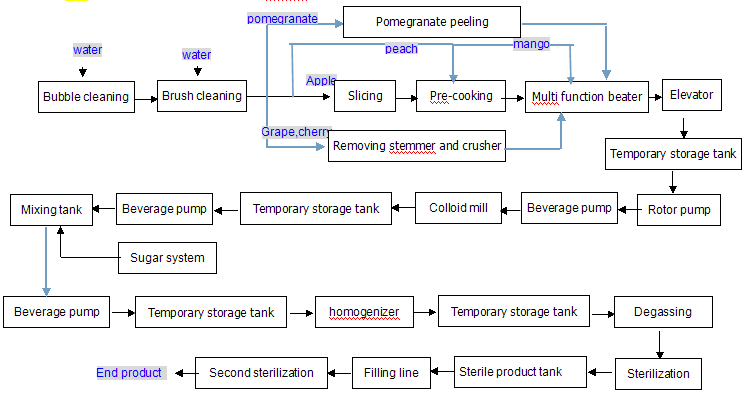 Apple/Orange/Grape/Cherry/Mango/Pomegranate Juice Production Machine Line