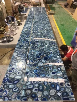 Chinese Transparent Natural Blue Agate Slab