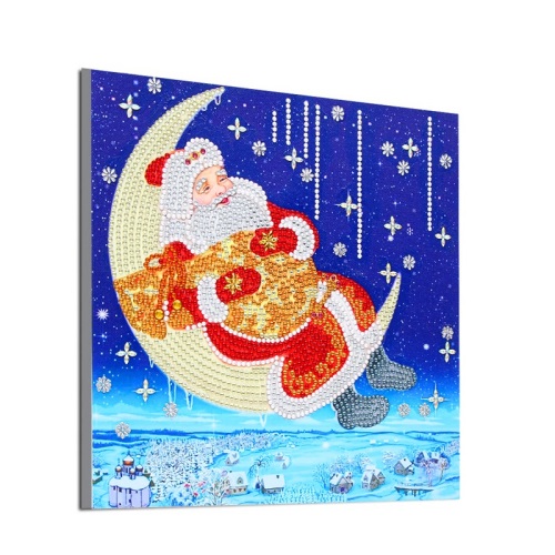 La luna e la decorazione della pittura diamantata di Babbo Natale