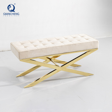 Modern Velvet Stools &amp; Ottomaanse meubels: getufte bedbankstoelen met metalen benen