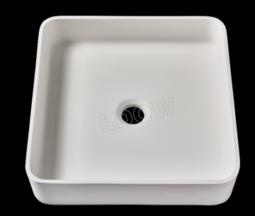 Square acrylic stone resin bathroom basin for cabinet