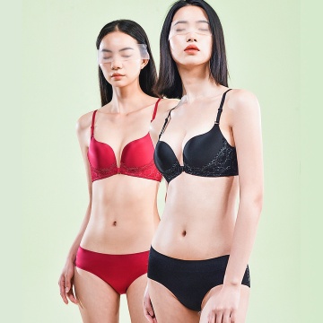 Paerlan sexy Dessous Spitze BH Push-up atmungsaktiven Alltagsunterwäsche Set