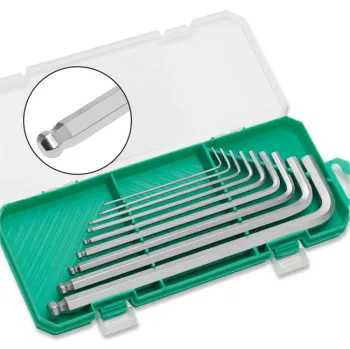 9pcs S2 Middle Length Folding Hex Key Set - Black Carbon Steel Allen Wrench