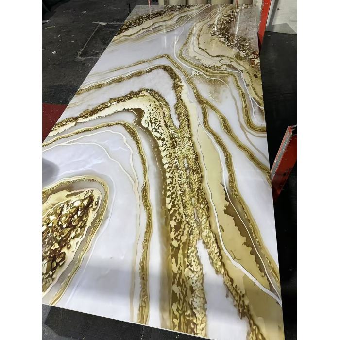 แผ่นหินอ่อน UV Cured พรีเมี่ยมป้องกันสีเหลืองร่วมสมัย