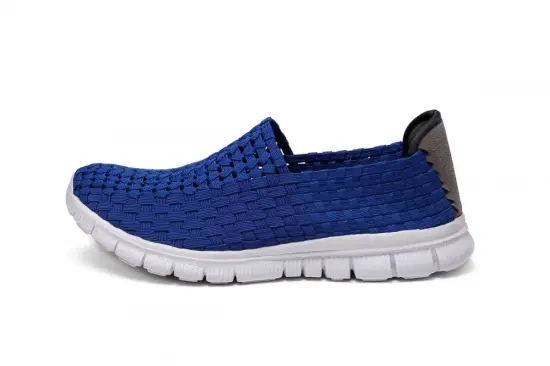 Blue High Quality Fabric Woven Hollow Work Shoes