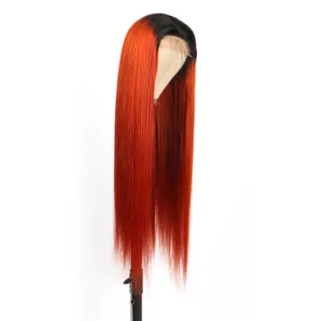 Straight Hair Wig Ombre 1B Orange Lace Front Wigs 180% Brazilian Remy Hair Ombre Ginger Orange Human Hair Wigs