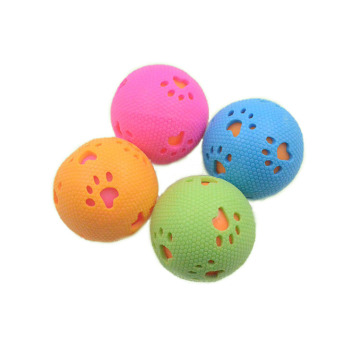 Pet Toys: Hollow Footprint Sound Ball - Bite-Resistant TPR Dog Toy in Rubber Elastic Ball