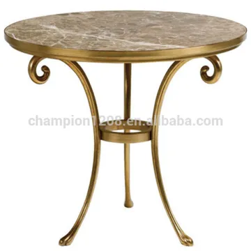 round marble top tea table, teapoy with broze brass metal legs