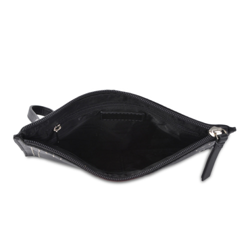 Pochette de poche mince noire gaufrée métallisée avec pochette