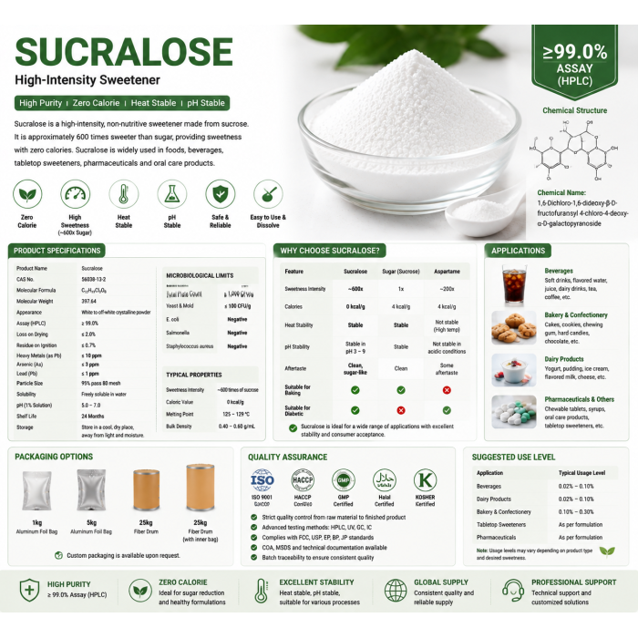 Polvo de sucralosa de alto dulzor