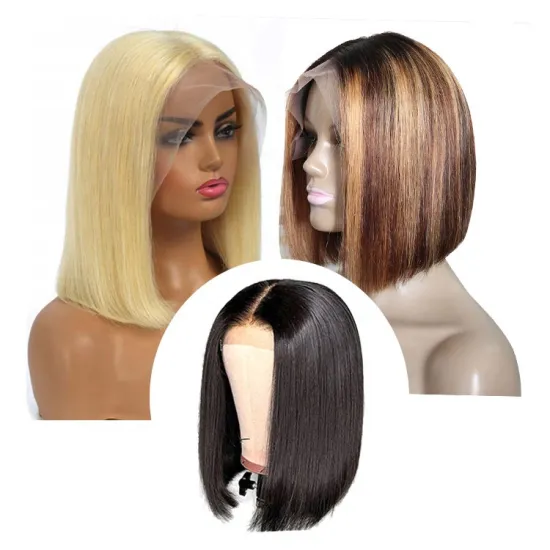 Cheap price cut pixie highlight colored bob wig Brazilian virgin HD Lace Front Human Hair Wigs For Black Women short   bob wigs