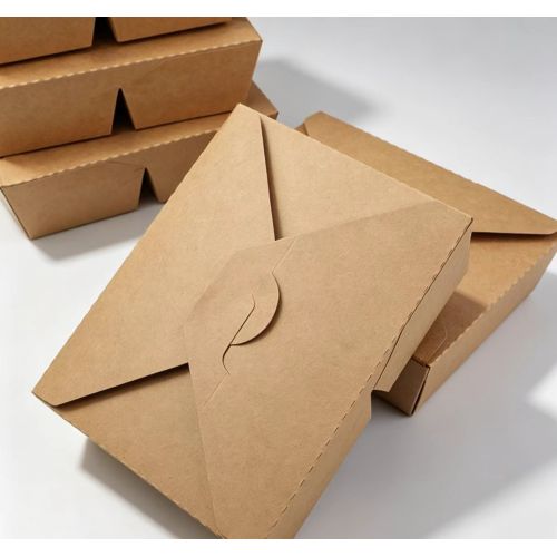 Hộp đựng thức ăn bằng giấy kraft màu nâu dùng một lần có ngăn