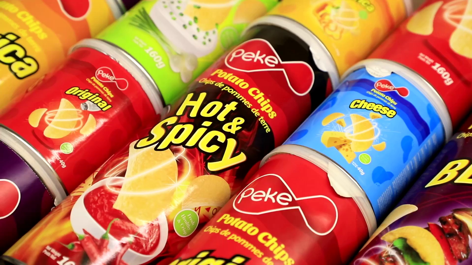 Peke Pringles and Lays Potato Chips in Tube