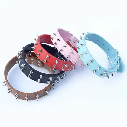 Pet Cat Dog Rivet Collar Spiked Studded Strap Collar Buckle Neck