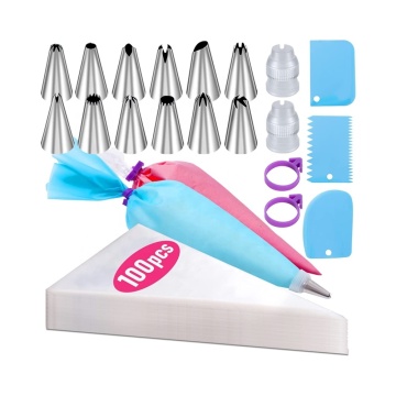 Piping Bags and Tips Set: 120pcs Cake Decorating Kit with Couplers, Frosting Tips & Bag Ties
