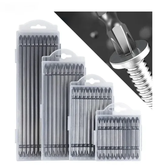 65-200mm Strong Magnetic Torque Batch Head Cross Tip and PH2 Double-End Screwdriver Bits - High-Quality Set for Enhanced Precision and Durability