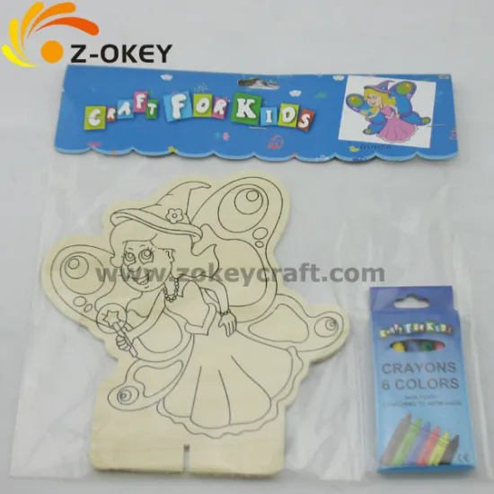 best price Wood carved girl shape painting board with crayons
