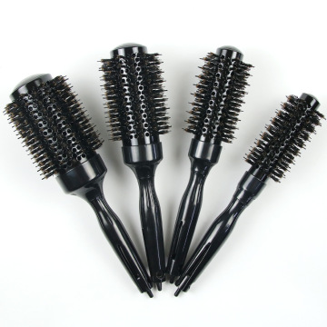 Ceramic Aluminum Tube Curling Comb Thermal Conductive Black Bristle Round Hair Brush in 4 Sizes