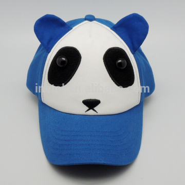 6 Panel chidren baseball cap embroidered 100% cotton panda image child cap wholesale