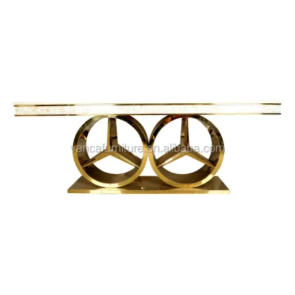 Modern Gold Wedding Table with Marble Top Dining Table